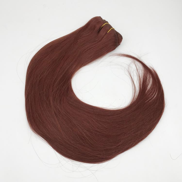 China straight clip in hair extensions factory professional manufacturer auburn colored YJ273